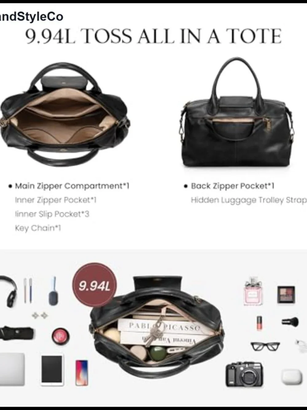 Vintage Genuine Leather Satchel Tote for Women Large Shoulder Crossbody Bag